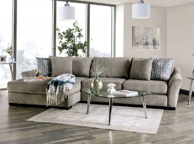 Sigge Sectional Sofa SM9110 in Light Gray Fabric w/Options