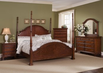 Cinnamon Finish Traditional Poster Bed w/Optional Case Goods [LFBS-577-BR]