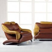 Dark Brown & Light Brown Leather Modern 3PC Living Room Set