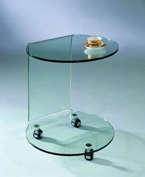 Clear Glass Artistic Portable Coffee Table W/Casters [JMCT-032]