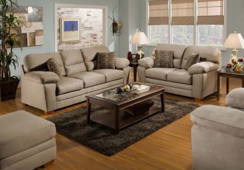 Cobblestone Microfiber Modern Sofa & Loveseat Set w/Pillow Arms [AFS-F9500]