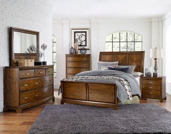 Terron Bedroom Set 1909RF in Medium Oak w/Options [HEBS-1909-Terron Set]