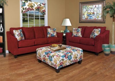 16151 Bombay Sofa & Loveseat Set in Cardinal Fabric by Chelsea