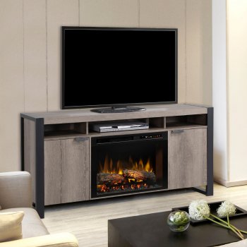 Pierre Electric Fireplace Media Console by Dimplex w/Logs [SFDX-Pierre Logs]