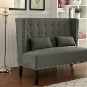 Amora Accent Loveseat Bench CM-BN6226 in Gray Fabric