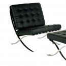 Black Button Tufted Full Leather Modern Chair