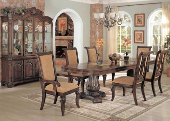 Brown Finish Traditional 7Pc Dining Set w/Optional Buffet [YTDS-DY400-Dynasty]