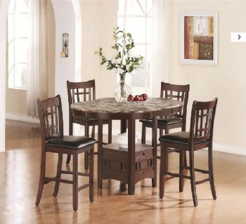 Cappuccino Finish & Oval Faux Marble Top Modern 5Pc Dining Set [CRDS-102908 Jovan]