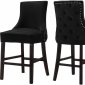 Hannah Counter Stool 775 Set of 2 Black Velvet Fabric - Meridian