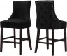 Hannah Counter Stool 775 Set of 2 Black Velvet Fabric - Meridian