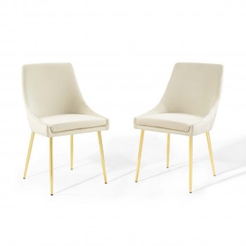 Viscount Dining Chair 3808 Set of 2 in Ivory Velvet by Modway [MWDC-3808 Viscount Ivory]