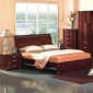 Mahogany Finish Modern Bedroom With Paneled Headboard