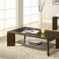 Dark Oak Finish Black Glass Top Coffee Modern Table w/Options