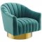 Buoyant Swivel Chair Set of 2 in Teal Velvet by Modway