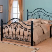 Black Finish Traditional Iron Bed w/Optional Nightstands