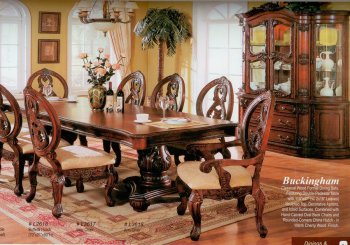 Warm Cherry Finish Classic Formal Dining Table w/Optional Items [MADS-Buckingham]