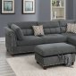 F6417 Sectional Sofa w/Ottoman in Slate Fabric by Poundex