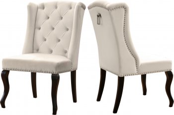 Suri Dining Chair 772 Set of 2 Cream Velvet Fabric by Meridian [MRDC-772 Suri Cream]