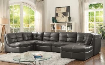 Libbie Sectional Sofa CM6456 in Gray Breathable Leatherette [FASS-CM6456-Libbie]