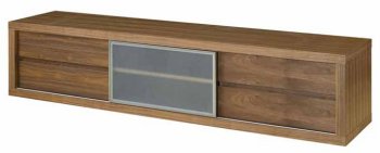 Walnut or Dark Walnut Finish Modern Media Unit w/Glass Door [NVTV-Perkins-HGSD321]