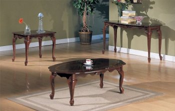 Cherry Wood Finish Traditional 3Pc Coffee Table Set [PXCT-F6009]