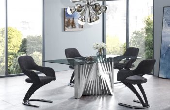 D2056DT Dining Table by Global w/Optional D7012DC Black Chairs [GFDS-D2056DT-D7012DC-BL]