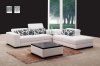 White Fabric Modern Sectional Sofa w/Square Ottoman