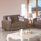 Colorado Sofa Bed & Loveseat Set Light Brown Fabric