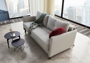 Cubed Sofa Bed w/Arms in Natural Fabric 527 by Innovation [INSB-Cubed-Arms-527]