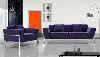 Vogue Sofa & Chair 2Pc Set in Purple Microfiber by VIG [VGS-Vogue]