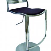 Black Leatherette Seat & Stainless Steel Base Set of 2 Barstools