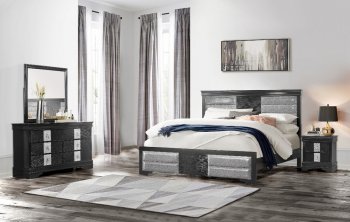 Mia Bedroom Set in Black by Global w/Options [GFBS-Mia Black]