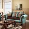 Mulligan Sofa SM7610 Teal Leatherette & Brown Fabric w/Options