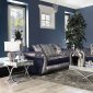 Katarina Sofa SM6418 in Navy/Silver Chenille & Leatherette w/Opt