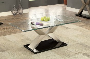 Indira Coffee Table CM4725 in Satin Plated &Glass w/Options [FACT-CM4725-Indira]