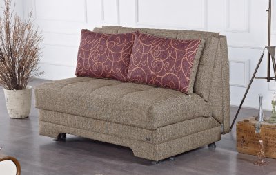 El Paso Loveseat Bed Convertible in Brown Fabric by Empire