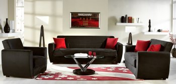 Power Rainbow Black Sofa Bed & Loveseat Set in Fabric - Istikbal [IKSB-Power Rainbow Black]