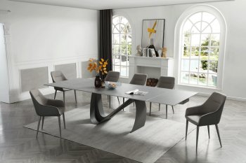 9087 Dining Table Dark Gray by ESF w/Optional 1254 Chairs [EFDS-9087-Dark Gray 1254]