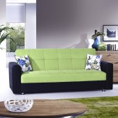 Lego Sofa Bed in Green Microfiber by Rain w/Optional Items