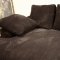 Dark Brown Ribbed Velvety Microfiber Modern Sectional Sofa