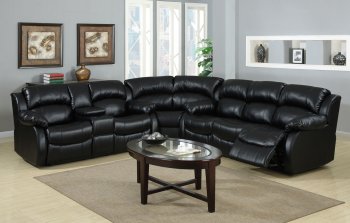 8000 Reclining Sectional Sofa in Black Bonded Leather [EGSS-8000]