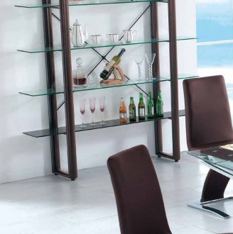 D105 Shelf Unit w/4 Glass Shelves & Chocolate Frame