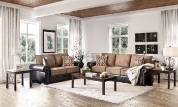 Ceuta Sofa CM6522 in Brown Chenille & Leatherette w/Options [FAS-CM6522-Ceuta]