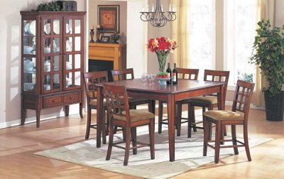 Square Shape Cherry Finish Contemporary Dinette Set