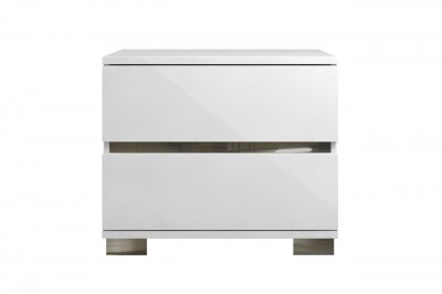 Spark Nightstand Set of 2 High Gloss White Lacquer by Casabianca