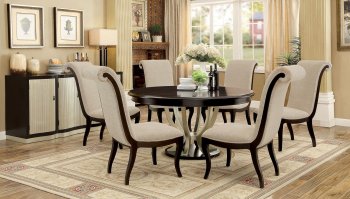 Ornette CM3353RT Round Table in Espresso & Silver Tone w/Options [FADS-CM3353RT-Ornette]