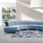 Anabella Sectional Sofa 697 5Pc Sky Blue Velvet Fabric -Meridian