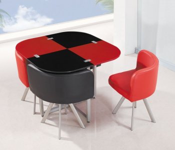 D536DT Dining Set 5Pc in Black & Red by Global Furniture USA [GFDS-D536DT-536DC Black Red]