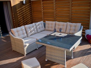 Sedef Outdoor Corner Set in Cream by Bellona [IKOUT-Sedef 6Pc]