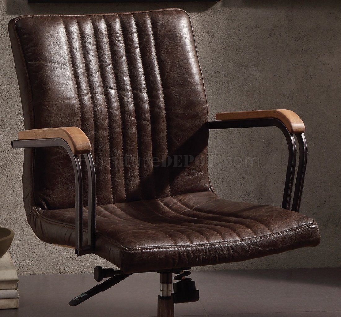 distressed leather desk chair